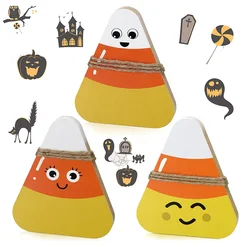3pcs Halloween Wooden Candy Corns Sign Rustic Halloween Wood Candy Corns Tier Tray Decor Party Tier Tray Room Decor Wood Signs