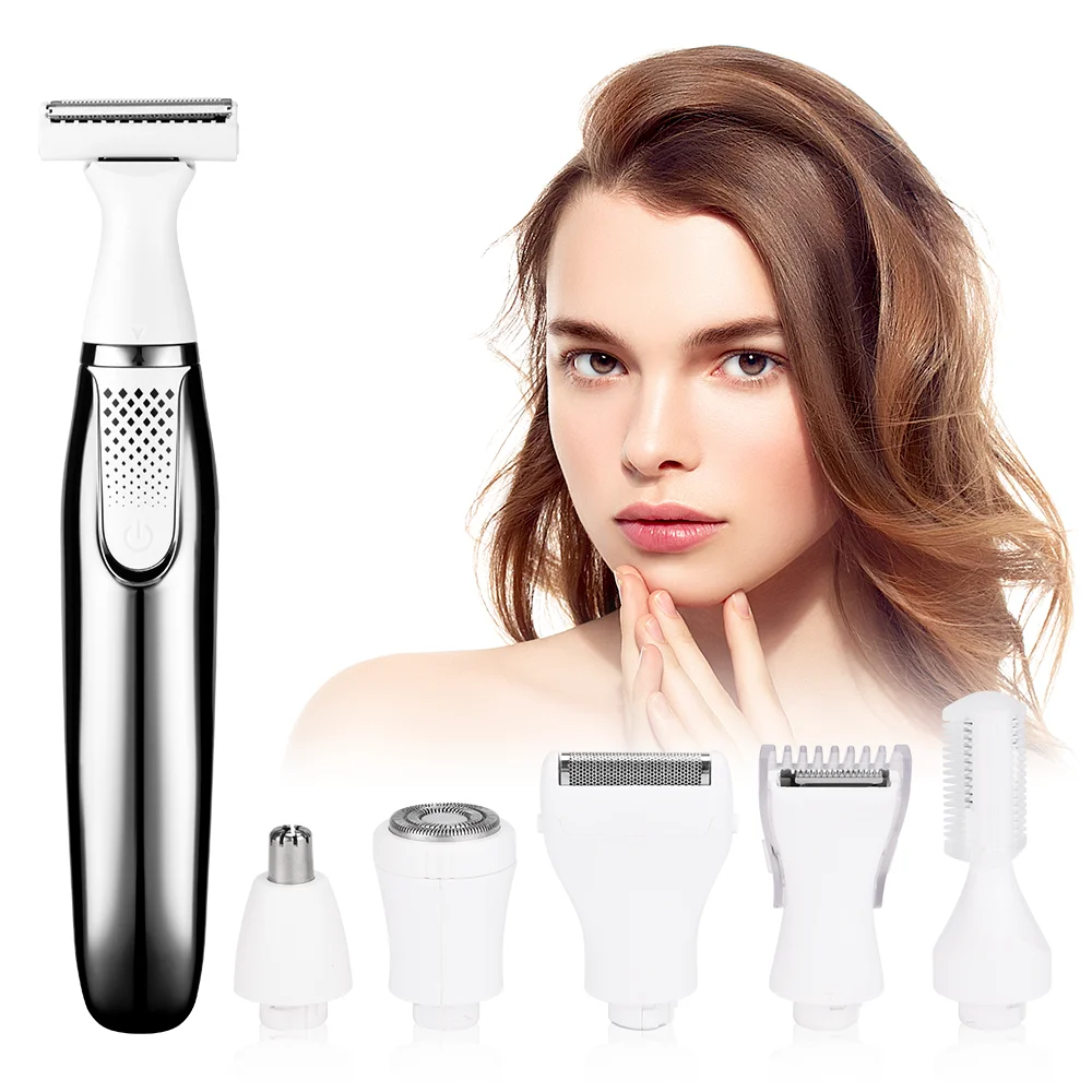 Multifunction 6 IN 1 USB Rechargeable Electric Razors for Ladies epilator Electric body Shaver set for Women
