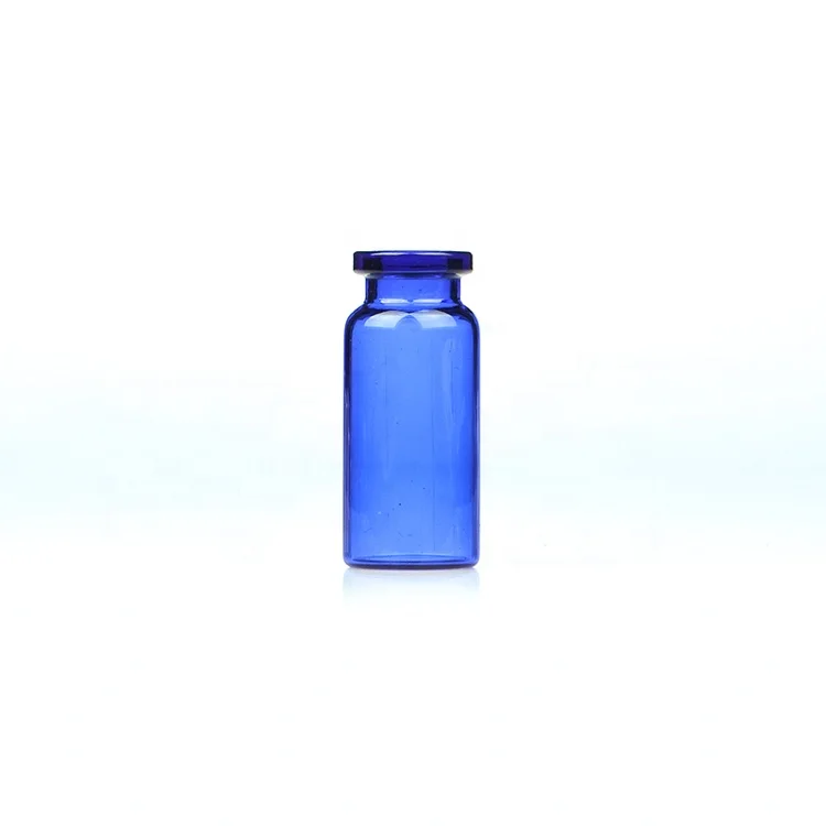 Custom sample size blue medical glass reagent bottle for liquid