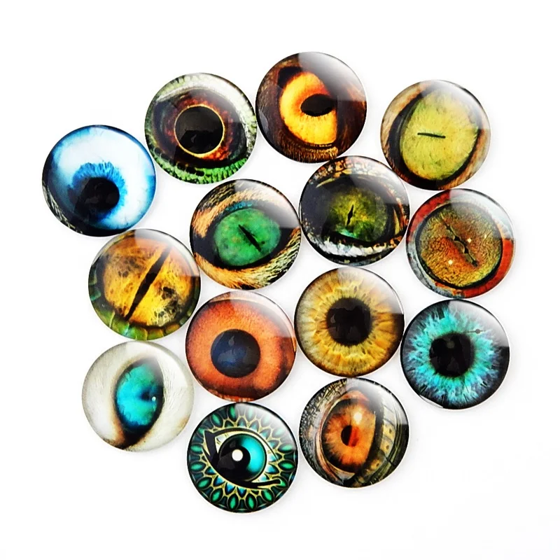 Mixed Style Round Glass Dragon Eye Gem Cover Cabochon for Dome Jewelry Finding Cameo Pendent Doll Making Fusible Glass Supplies