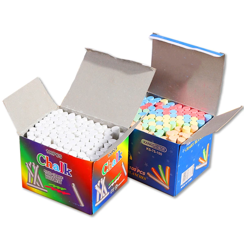100 Pieces Non-Toxic Dustless White Colored Chalk for Teacher