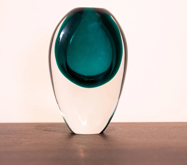 Tabletop Vase Unique Shaped Crystal Glass Vase for Home Office Wedding Decoration Bohemian