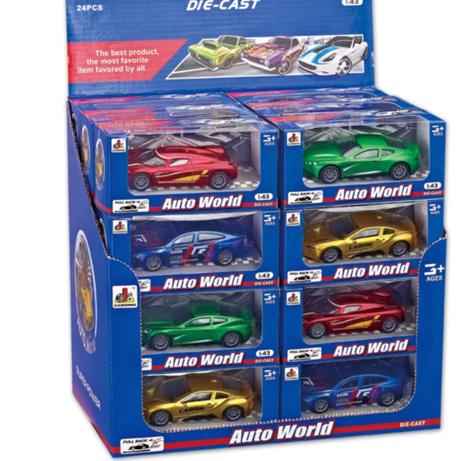 Hot Selling 1:43 Custom Racing Cars Pull Back Alloy Metal  Color Box Alloy Car Model Car Toy Unisex Diecast Toy