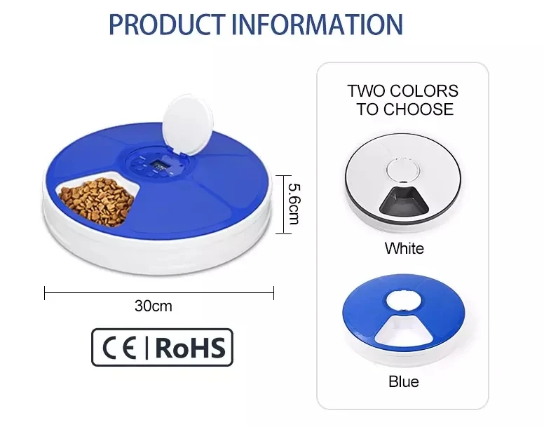 
Automatic Pet Feeder Timing Feeder 6 Meals 6 Grids Cat Dog Electric Dry Food Dispenser Dish Feed 24 Hours Timer Pet Supplies 