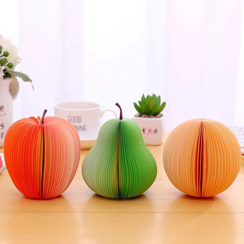 Memo Notes 3D Fruit Shape Non-Sticky Cute DIY Memo Pads Kawaii Colorful Fruit Stationery Creative Three-dimensional Table Decora