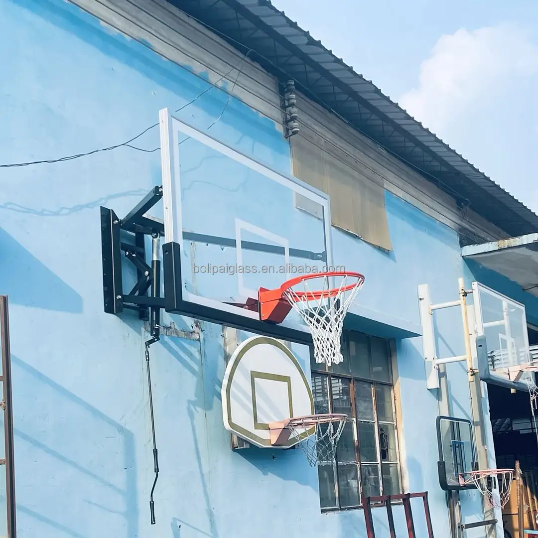 72x42' Wall Mounted Adjustable-Height Basketball Hoop with Pro-Style Breakaway Rim, Durable Bracket and All Weather Net