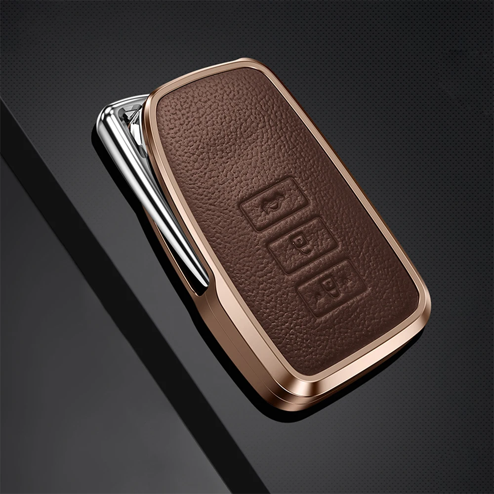 Factory Wholesale Aluminum Alloy Leather Car Key Fob Case for Lexus CT200h 300h IS250 Protective Metal Car Key Cover