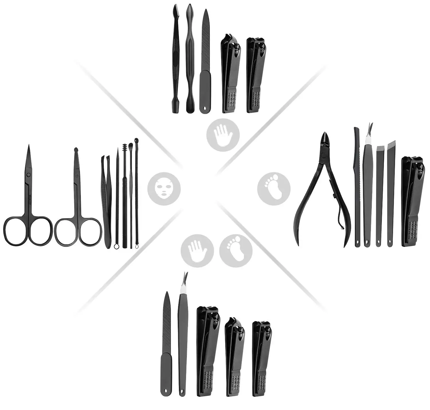 18 in 1 Stainless Steel Professional Foot Bath Spa Pedicure Nail Scissors Grooming Pedicure Kit