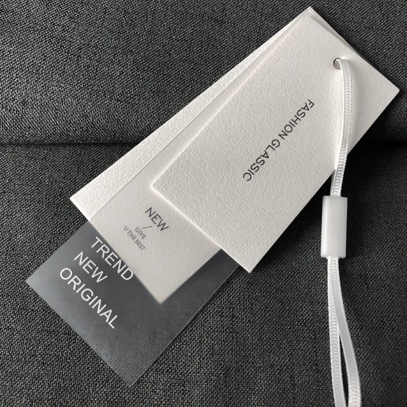 clear pvc luggage  plastic seal custom logo clothing shirt gift manila string paper tag