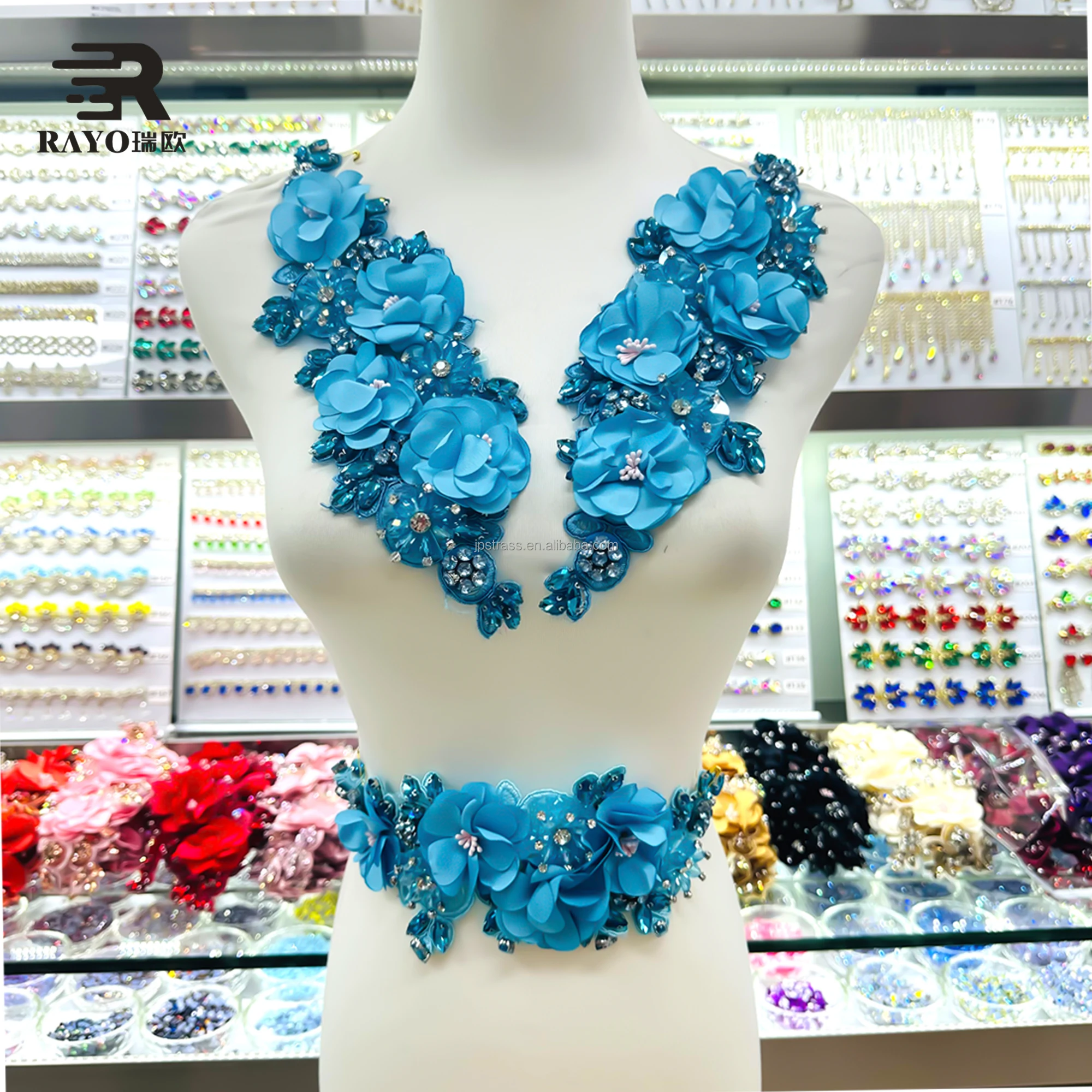 Applique Flower Patches Design Dress Sew On Handmade Rhinestone Fabric Sequin Mesh Beads Bag Bodice Patch Embroidery