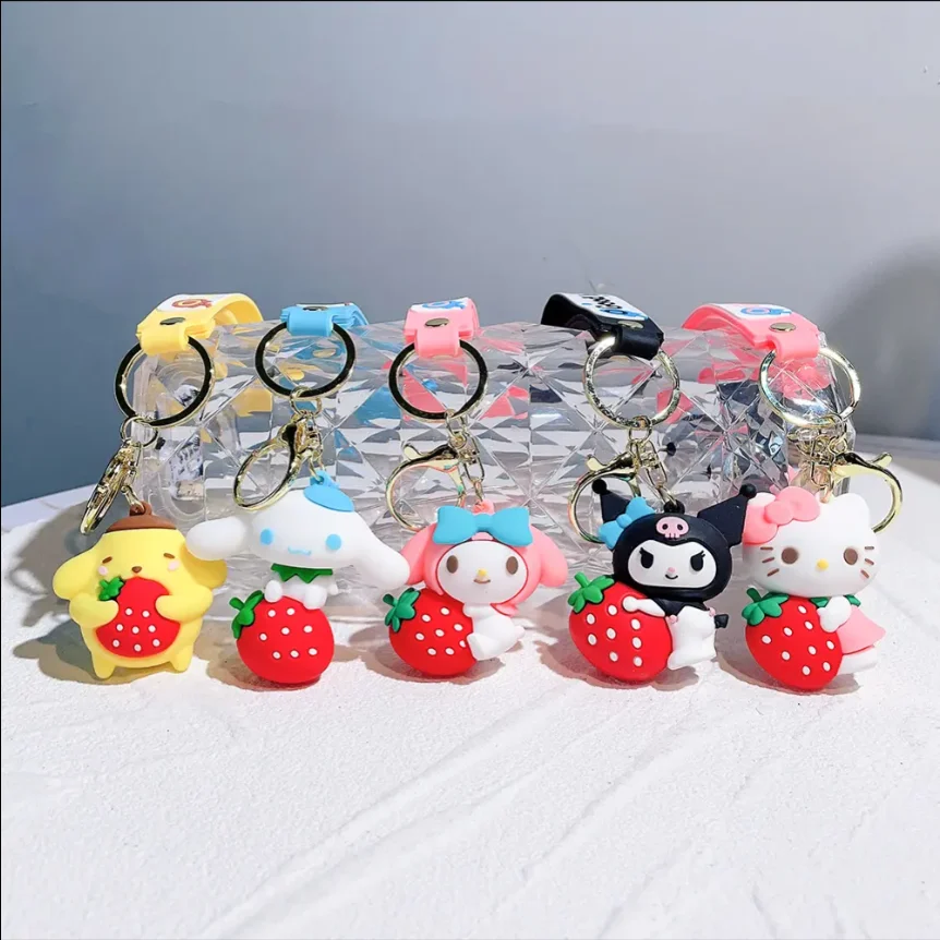 Animation Silicone Kitty Kawaii Sanrios Keychain for Backpacks Pendent Cartoon Anime Hellos Figure Keychain Wholesale Keychain