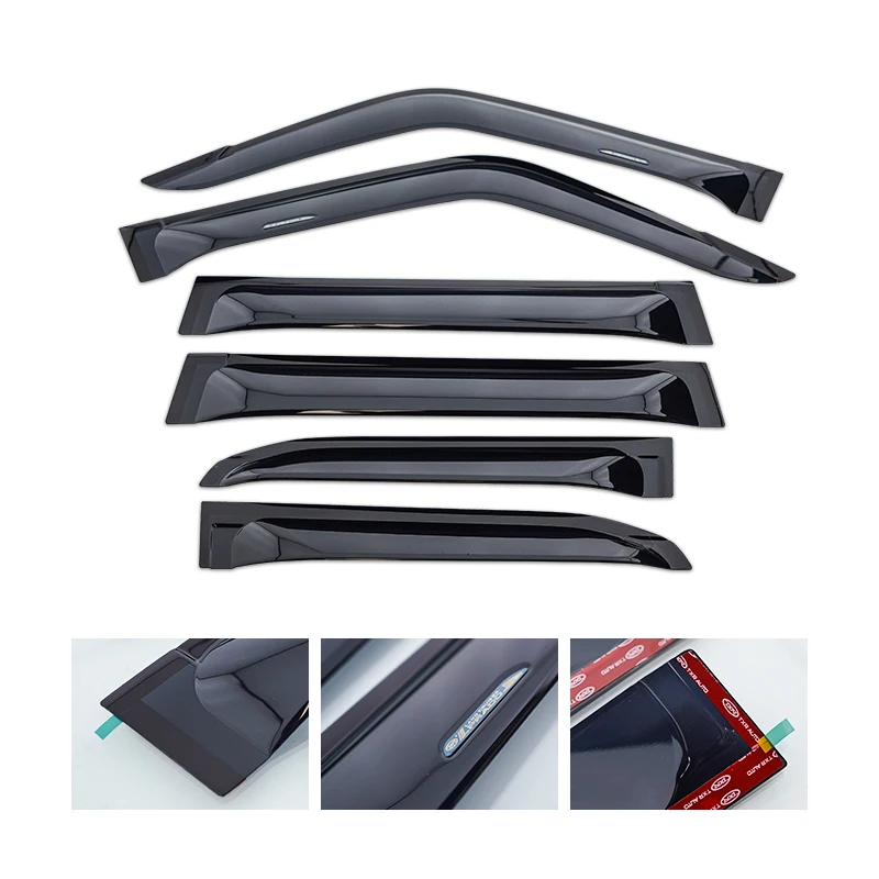 Car Accessories New Winded and Thickened Window Deflectors Rain Visors Six Pieces Design for Toyota Land Cruiser Prado 250 2024-