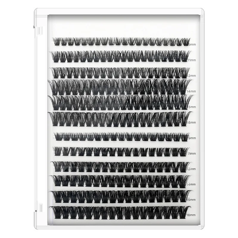 Private label fluffy cluster eyelashes vegan 3D faux mink professional diy lashes extension kit wholesale Individual 120 Cluster