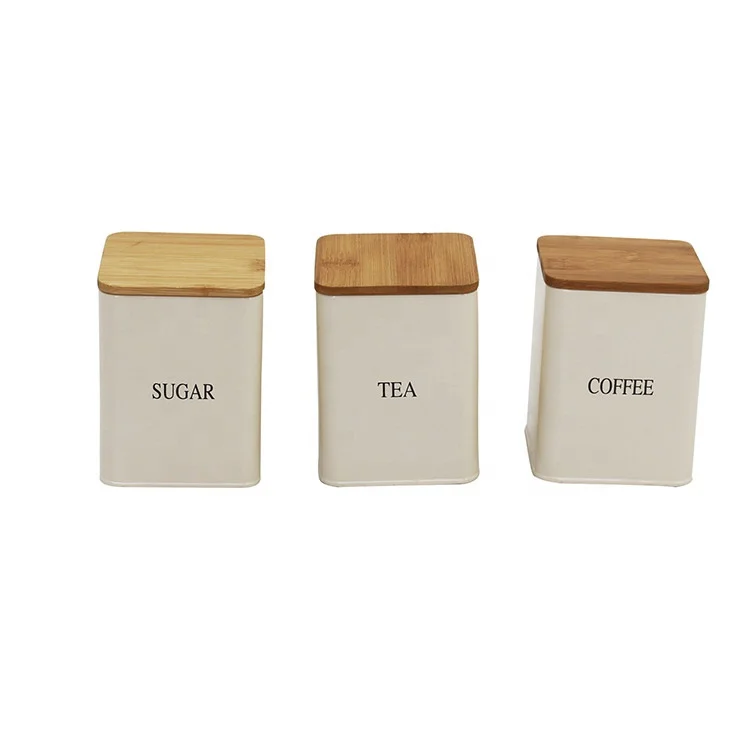 Metal Iron Bread Box and 3-Piece Sugar Tea Coffee Containers Sets Storage Bread Bin Canister Set for Kitchen