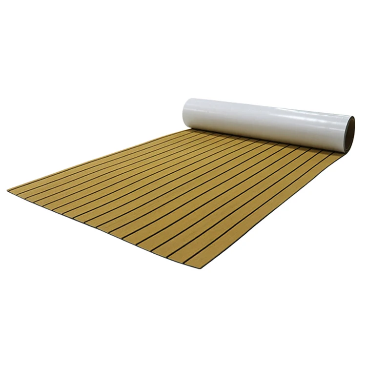 Wavefun New Boat Decking Sheet 6MM Thick Non-Skid EVA Foam Faux Teak Marine Yacht Boat Flooring Sheet