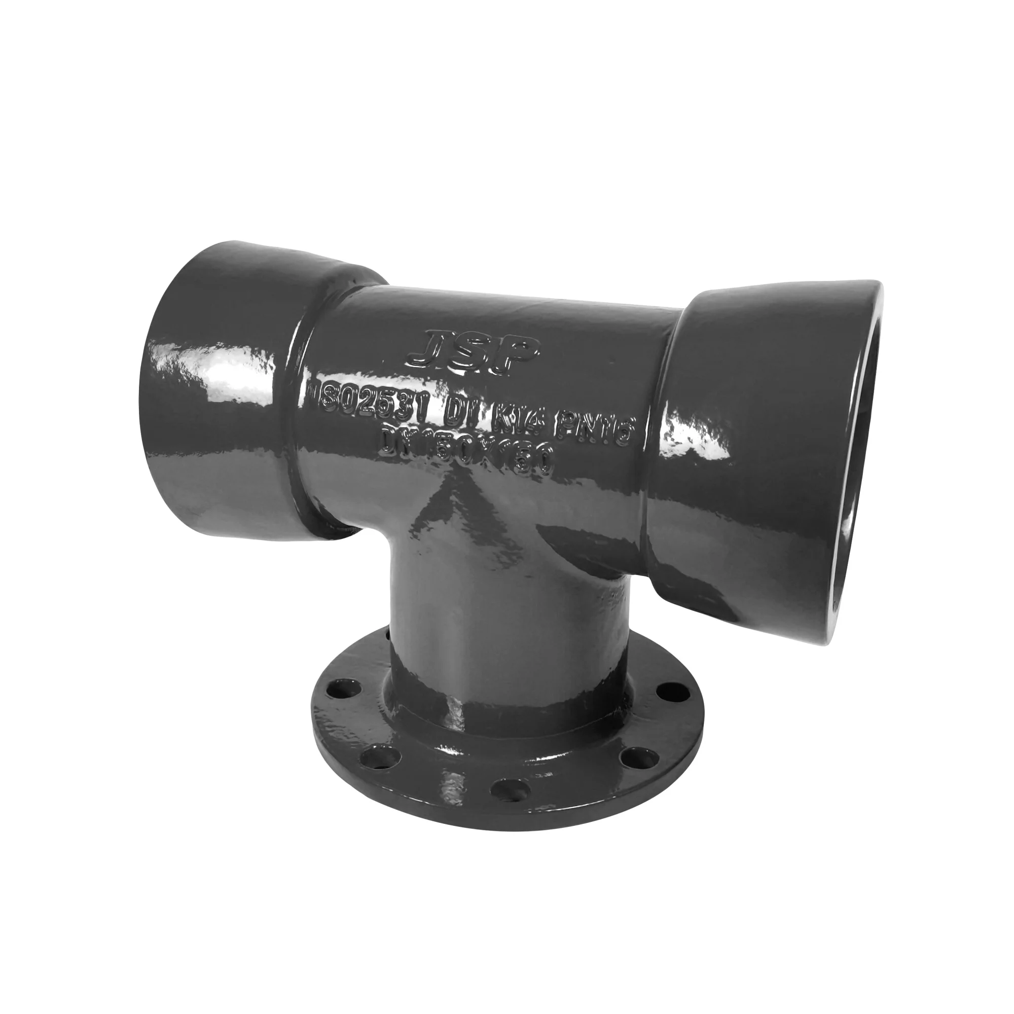 JSP ISO2531 PN10 PN16 PN25 Water Line DI Ductile Iron Pipe Fittings Ductile Iron Fittings Double Socket Tees With Flange Branch
