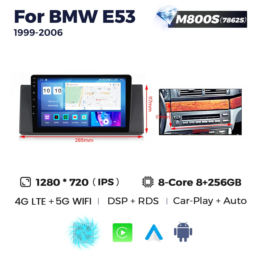 MEKEDE MS car multimedia android 360 camera BT mp3 player car audio for BMW E53 1999-2006 9inch