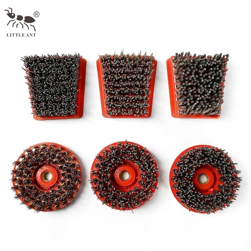LITTLE ANT Round Fiber Nylon Abrasive Diamond Polishing Silicon Carbide Antique Brush for Granite Engineering Stone