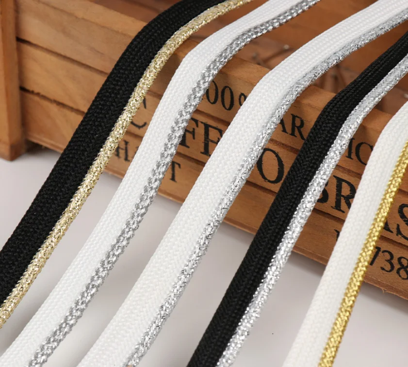10mm black, white, gold and scallion woven accessories for clothing