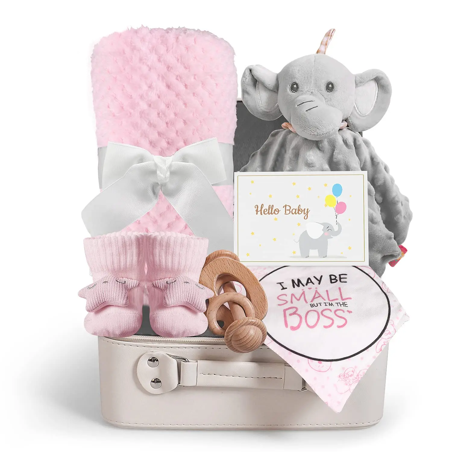 2024 New baby CLOTHING TOYS gift box Baby Security Blanket Wooden Rattle Toy Funny Baby Bibs Gift Set