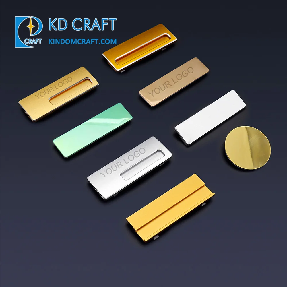 High quality custom logo brass empty badge pin blank metal reusable sublimation restaurant employee staff hotel name tag