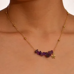 New Unique Irregular Charms Necklace Nature Stone Bead  Pendant Choker Necklace For Women Fashion Jewelry Girl Accessories 2022