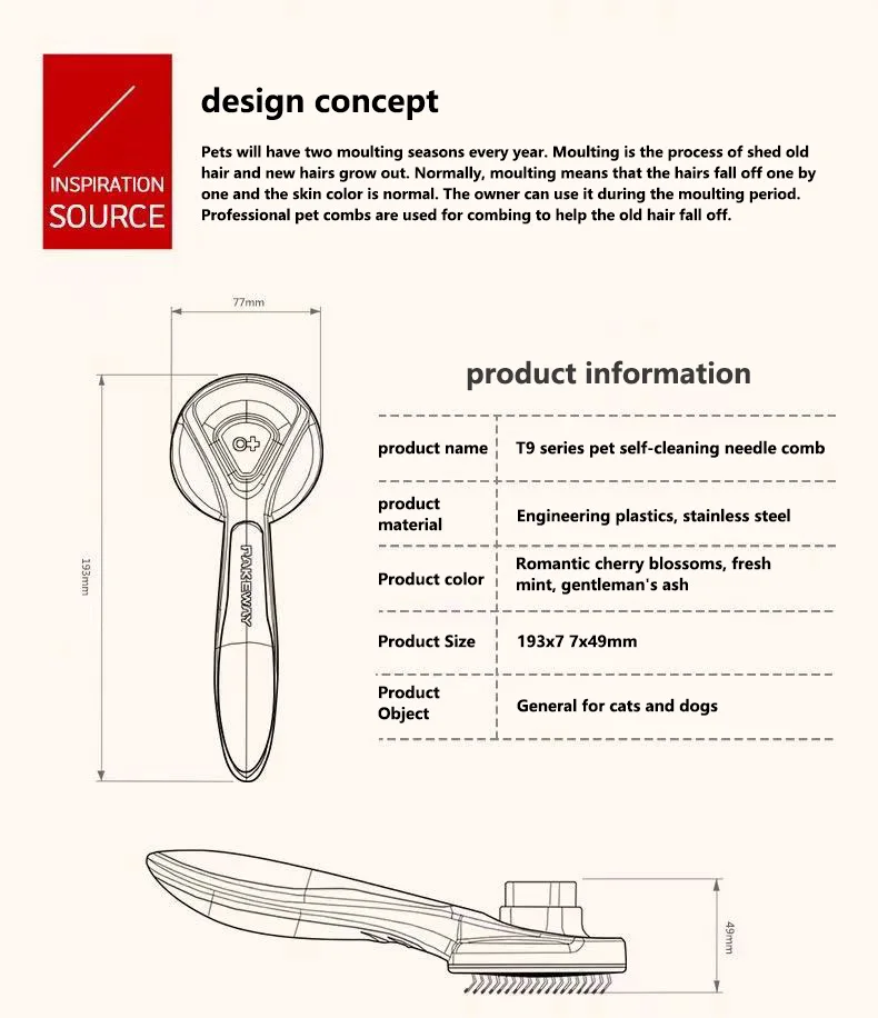 Pet cleaning cat comb dog hair comb de-floating cleaner comb hair brush pet supplies