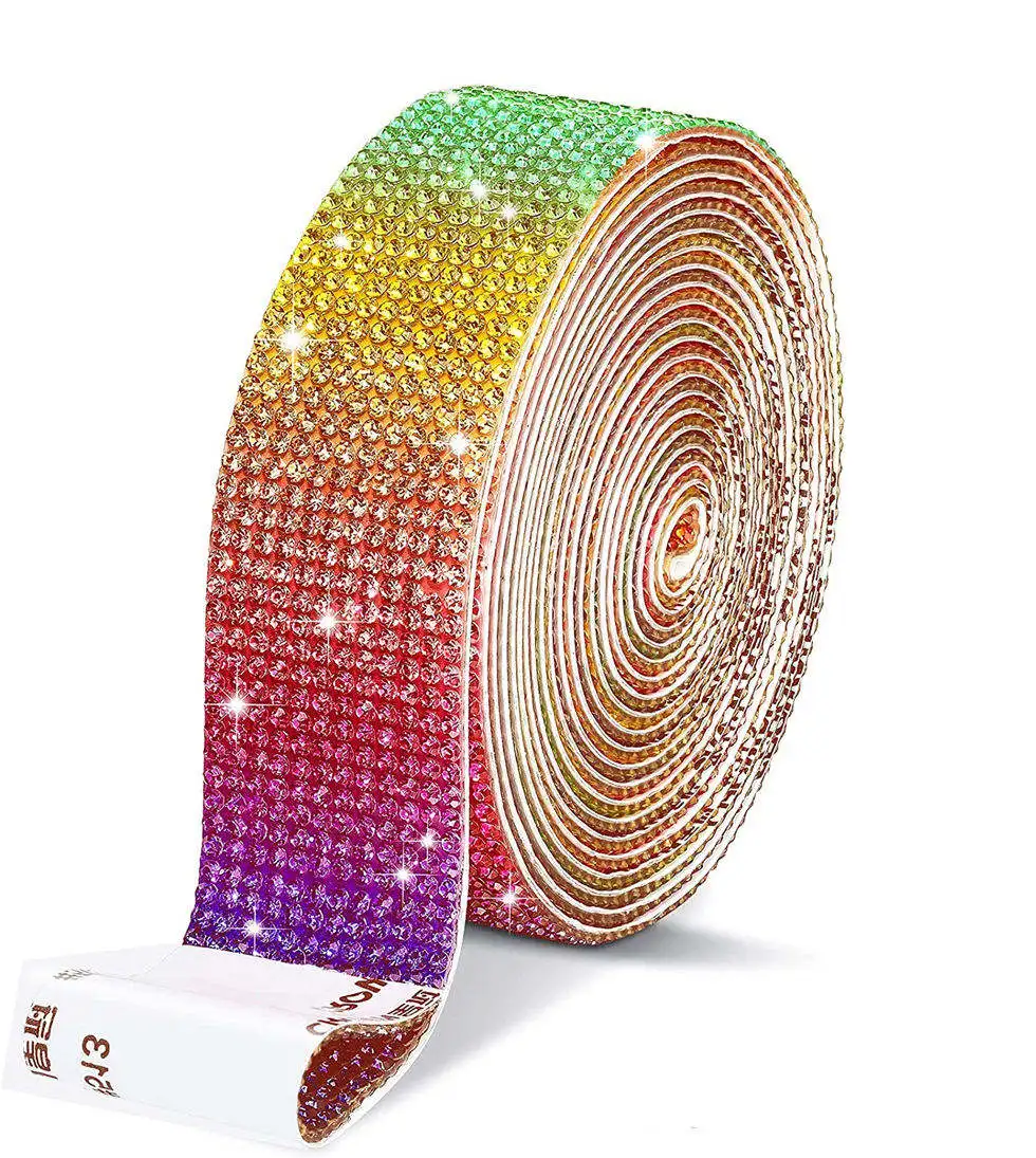 Honor of crystal 1 Yard Self-Adhesive Hot Melt Glue Drill With Crafts DIY Rhinestone Lace Trim Ribbon Resin Mesh