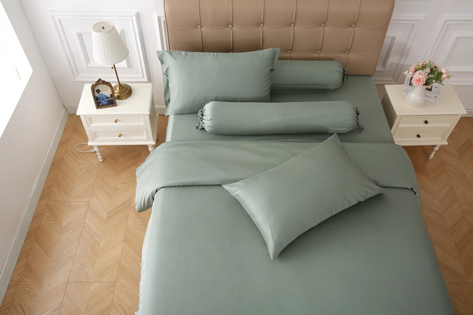 Manufacturer Home Textile 100% Bamboo Fabric King Queen Size Bedsheet Duvet Cover Bed Sheet Set 6Pcs