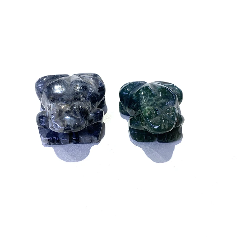 Wholesale Natural crystal animal Frog Decoration Quartz jade Stone agate Frog Carved For Christmas Gifts