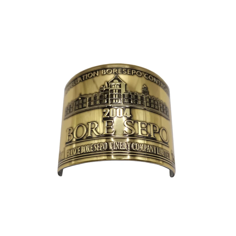 Custom Cheap Adhesive Gold Foil Embossed Glass Wine Bottle Logo Packaging Label Sticker Printing