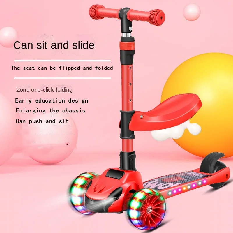 Детский скутер/самокат складные детские скутеры пластиковые светодиодные мигающие 3 Колеса детский скутер OEM логотип ребенок 2 +