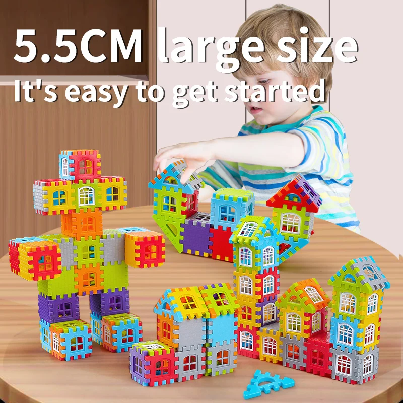 100pcs colored DIY educational wholesale plastic building block sets for kid in Storage box puzzle toy large particles