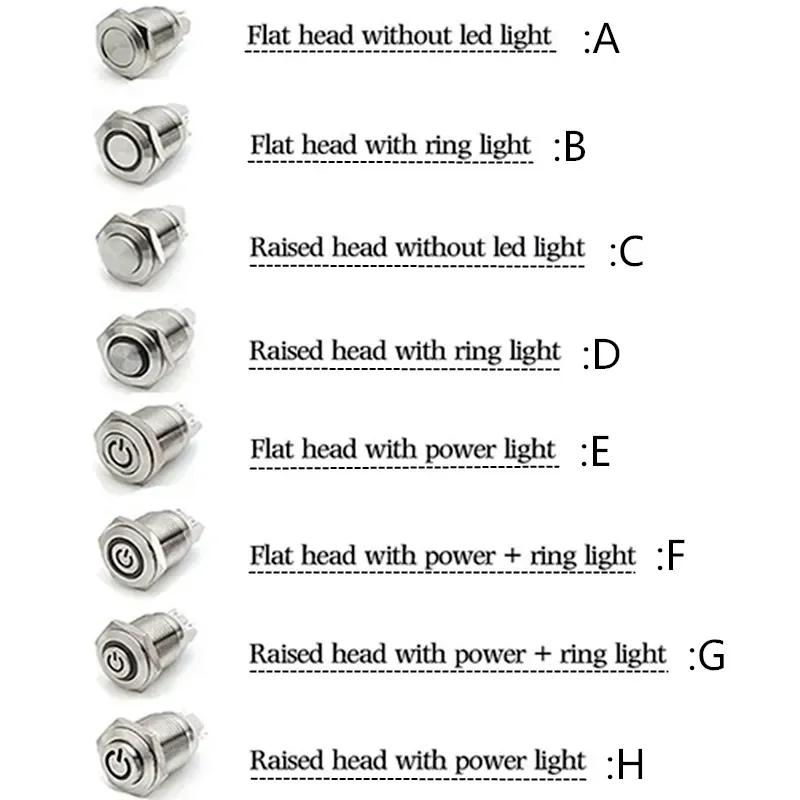 Китайский переключатель 8 мм/10 мм/12 мм/16 мм/19 мм/22 мм/25 мм/28 мм/30 мм кнопка включения металлическая кнопка с разъемом светодиодный кнопочный свет
