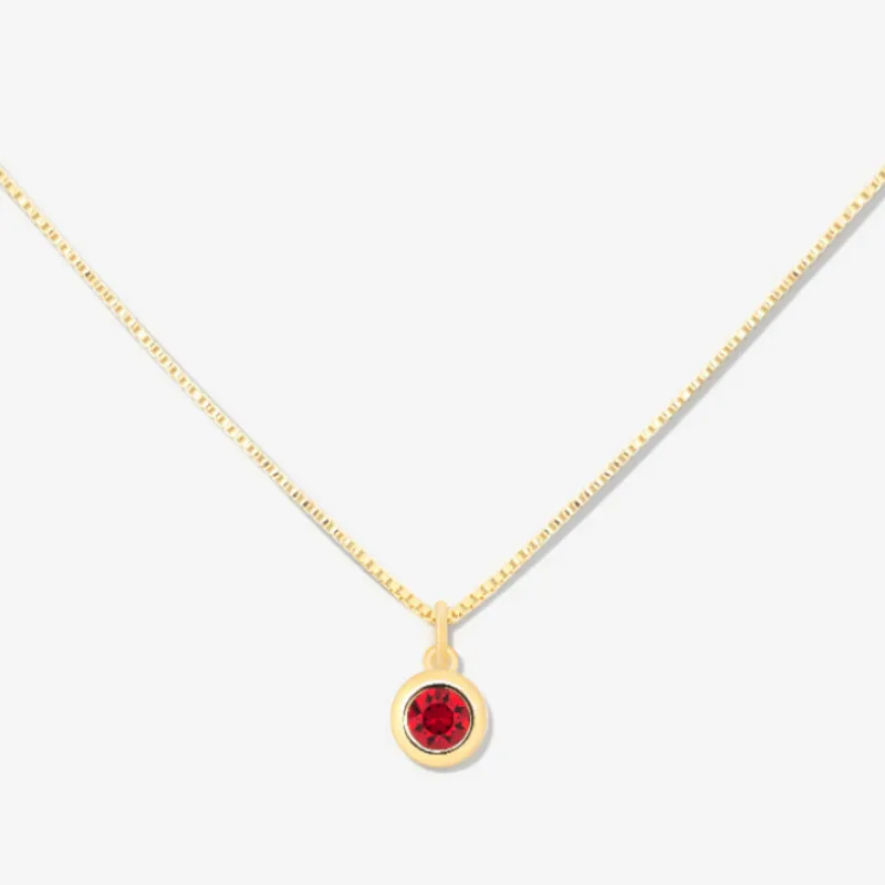 New December Birth Stone Necklace Jewelry Birth Stone Round Pendant Necklace Women Copper Plated Gold 18K Necklace