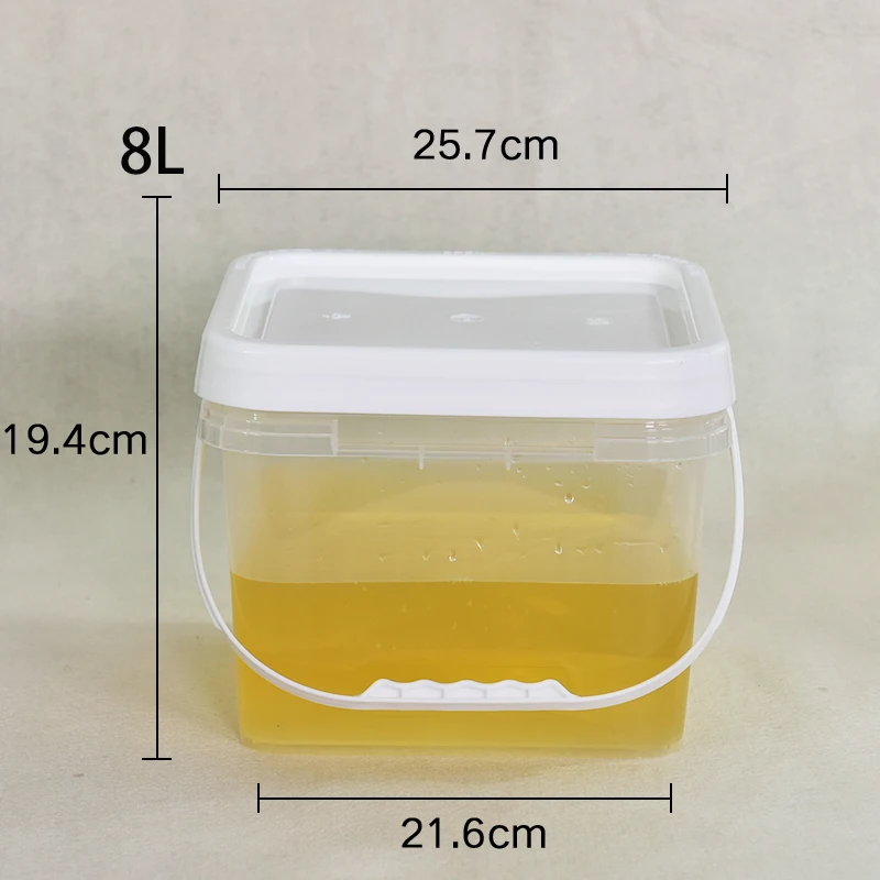 
8L Liter Thickened White transparent Large Square Plastic Bucket Container With Lids Food Grade 