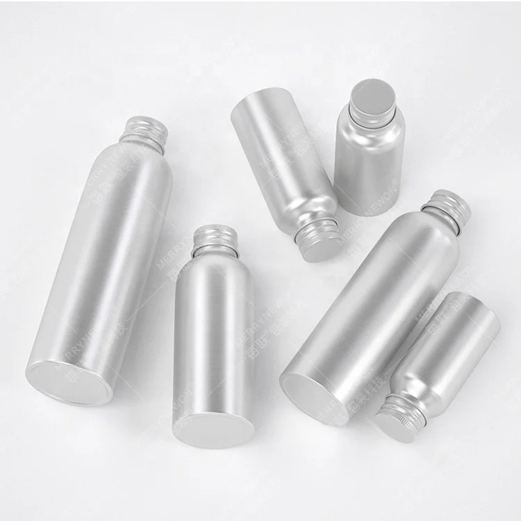 Empty essential oil fragrance oil packing 50ml 100ml 200ml 250ml 500ml sliver aluminum bottle with pump