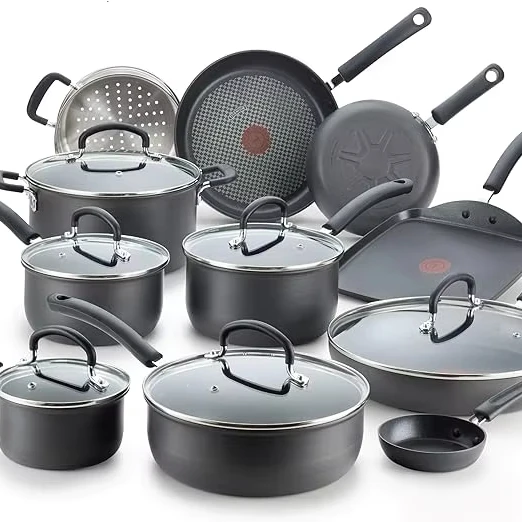 Ultimate Hard Anodized Nonstick Cookware Set 17 Piece, Kitchen Cooking Set Fry Pans