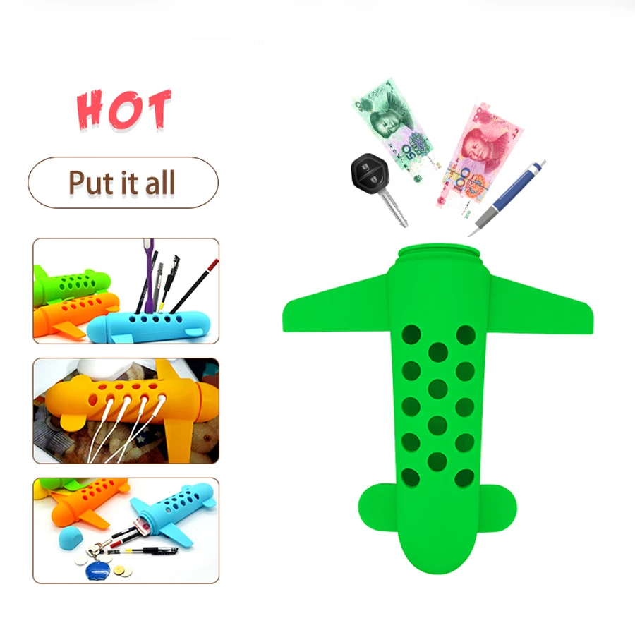 Силиконовый держатель для ручек в виде самолета органайзер карандашей Настольный/мелки/маркеры макияжа