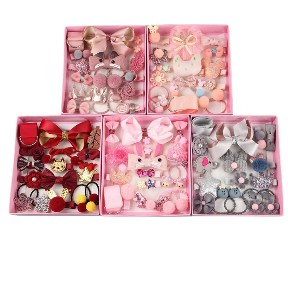 18 Pcs/Set Cute Hair Clip Set Cartoon Headwear Bow Flower Animals Hairpin Kids Accessories
