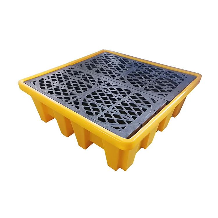 Heavy Duty HDPE 4 Drums Spill Containment Pallet IBC Spill Pallet Plastic Oil Chemical Spill Pallet For Drums