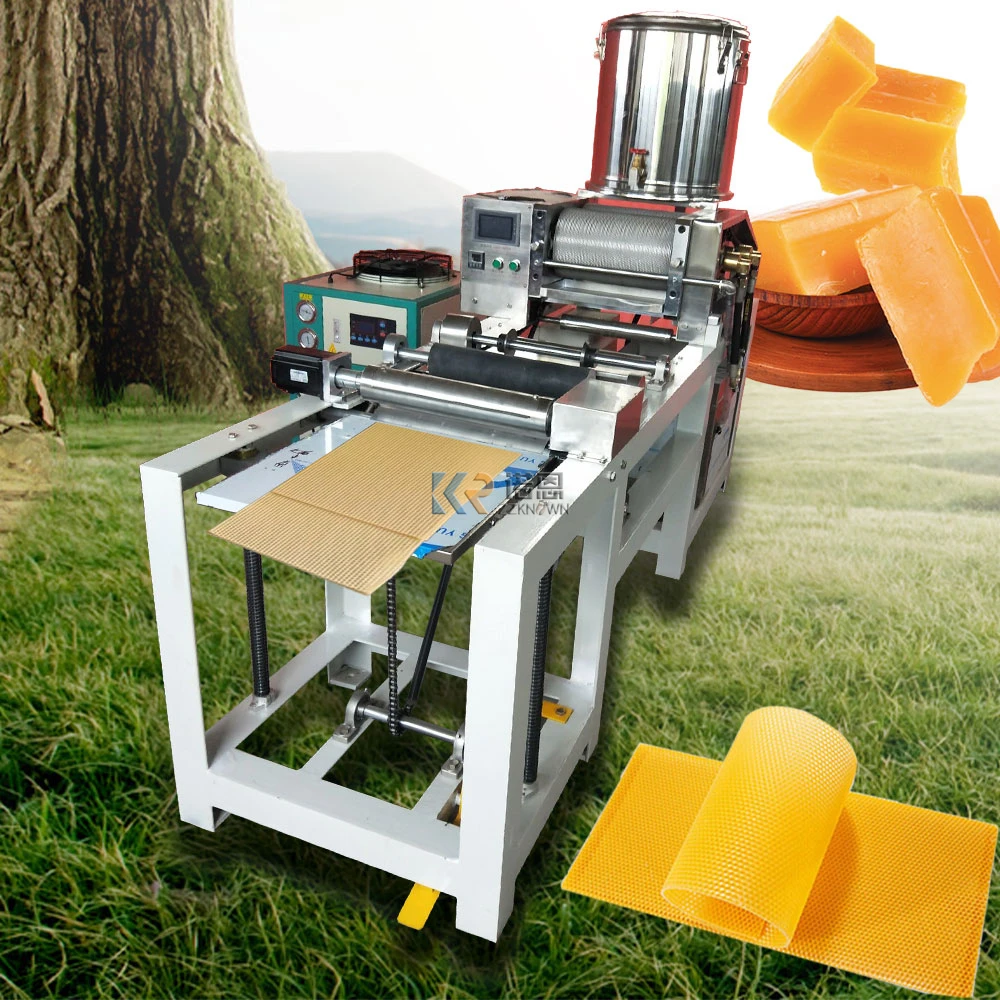 Full Automatic Electric 2 Embossing Bee Wax Comb Beekeeping Equipment Aluminum Alloy Roller Embosser Beeswax Foundation Machine