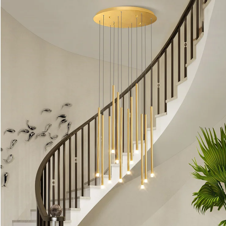 Modern minimalist and luxurious LED chandeliers suitable for ceiling rotation, staircase living room front desk