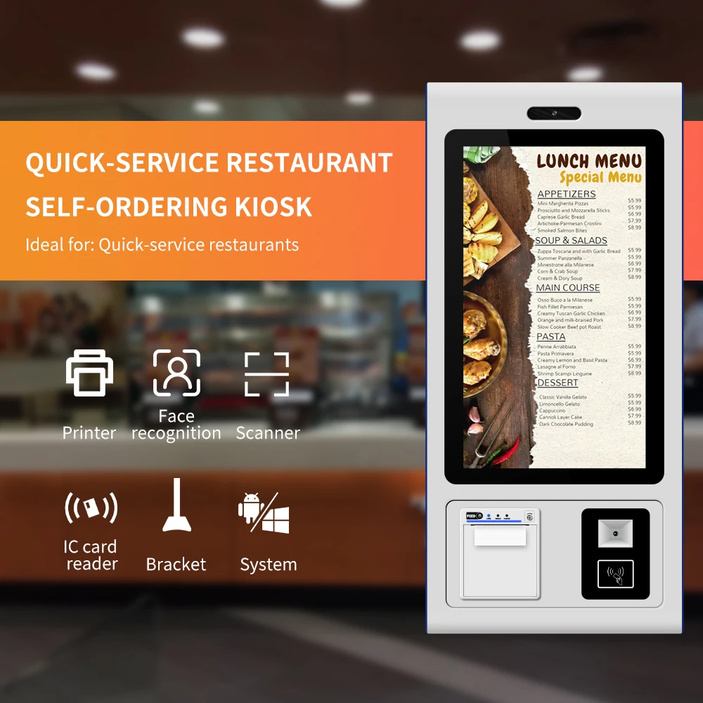 Kfcs restaurants Fast Food 24 27 32 Inches Pos Self Ordering Checkout Machine Service touch screen Payment Order Kiosk