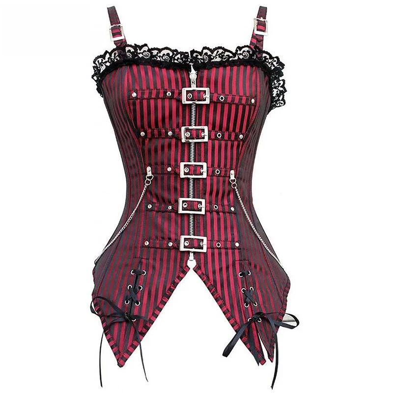 striped skinny zipper punk style vest hot women girl bodysuit vest