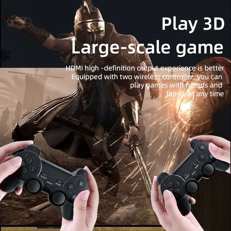 X16 64G 4kHD TV Game Stick Built-in 20000+ Games Wireless Gamepad Retro Handheld Game Player for GBA/DC