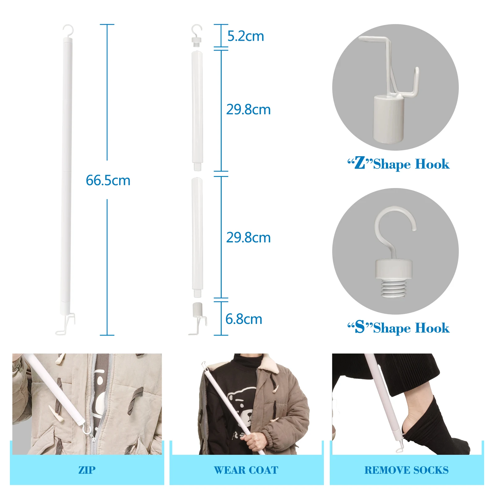 Wholesale Promotional Shoe Horns Rehabilition Therapy Health Care PVC Dressing Stick Helper with Shoe Horn