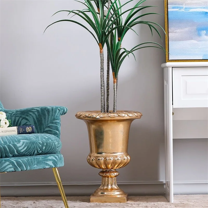 Популярные креативные горшки, цветы, труба, напольная Настольная Ваза, горшки для цветов из Золотой Глины