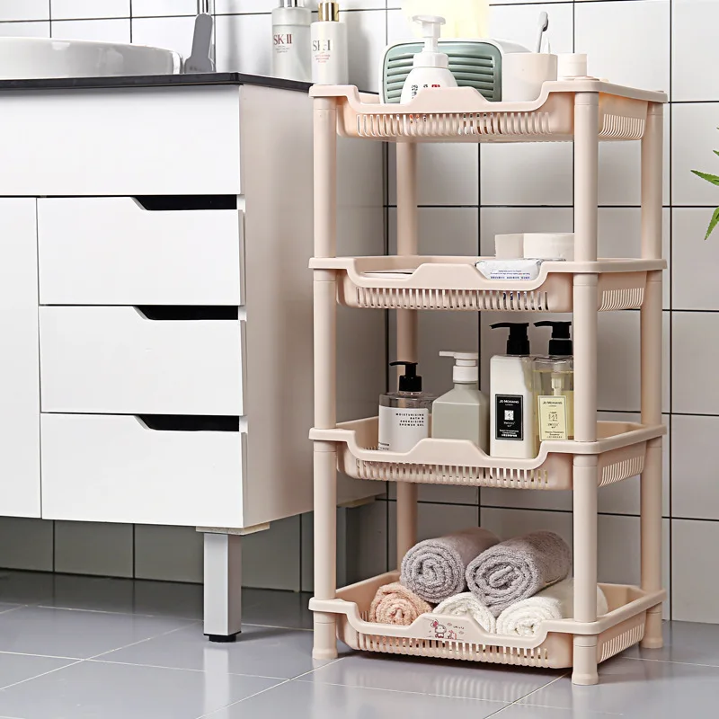 Bathroom Storage Rack 4 Layers Multi-layer plastic storage rack Kitchen shelf bathroom storage rack