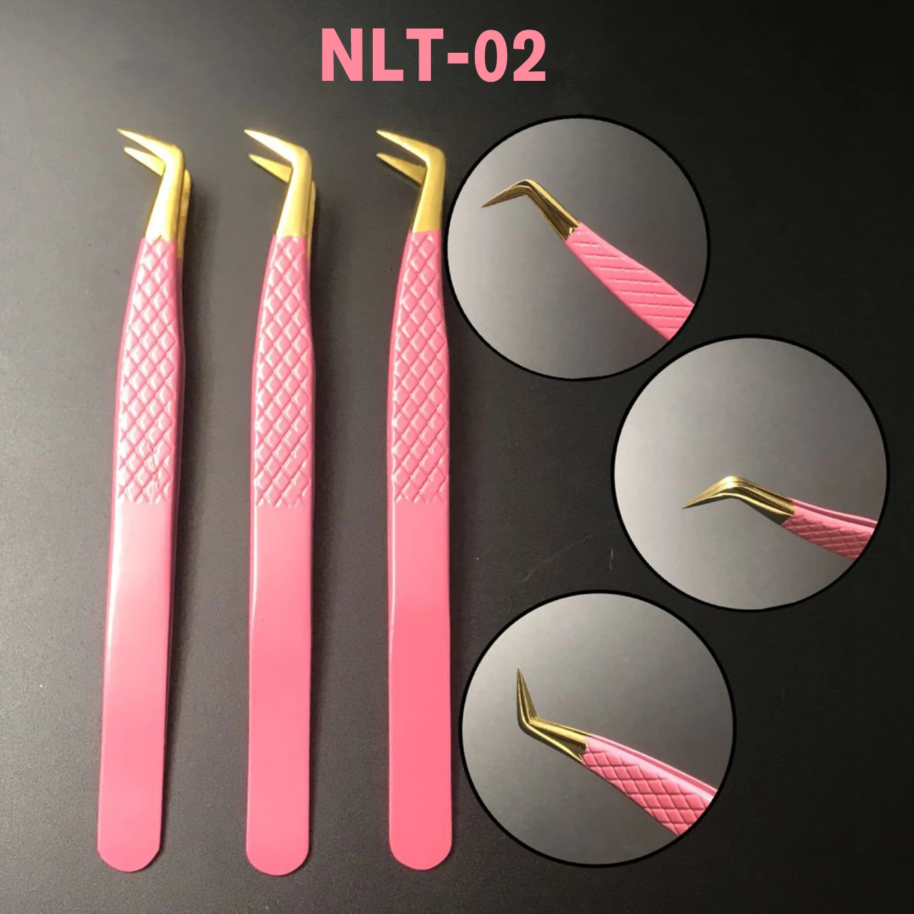 Professional Beauty Tweezers Stylish pink/black Color Slanted Tweezers Stainless Steel Women Personal Eyelash Tweezers